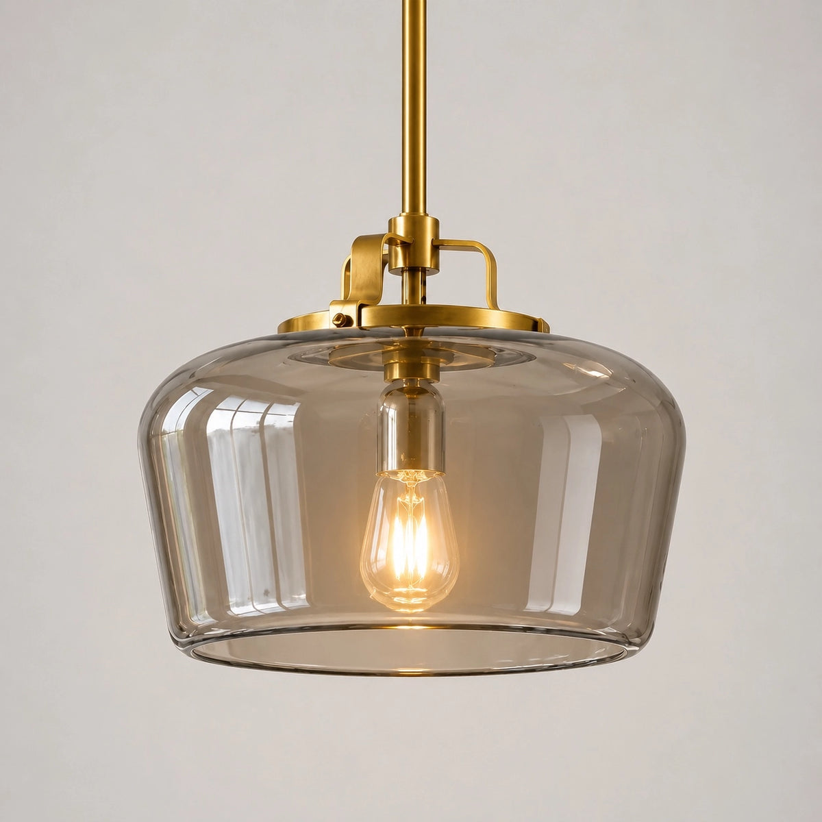 Modern Antique Brass Opal White Glass Pendant Light for Kitchen Island