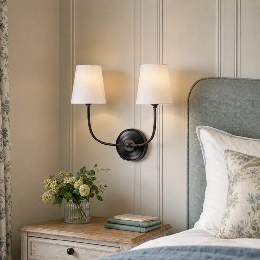 Modern Brass Double & Triple Fabric Wall Sconce