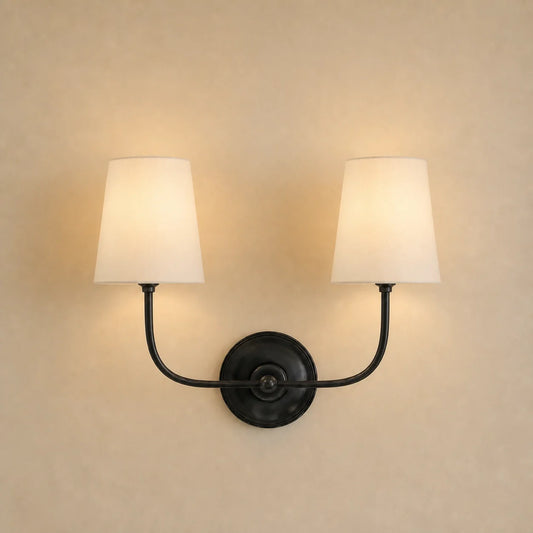 Modern Brass Double & Triple Fabric Wall Sconce