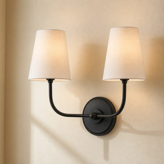 Modern Brass Double & Triple Fabric Wall Sconce