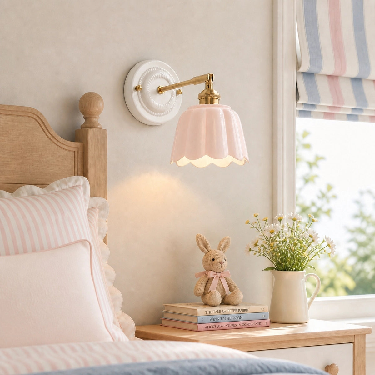 Modern Cottage Ceramic Flower Wall Sconce