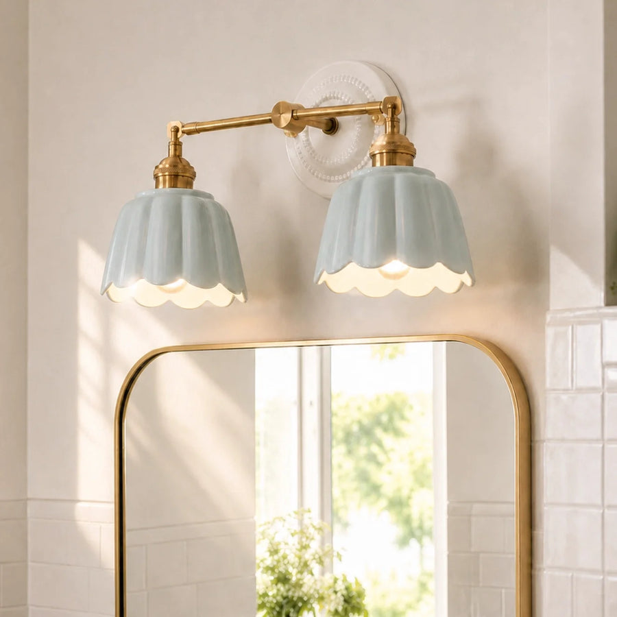 Modern British Porcelain Petal Shade Bathroom Vanity Light