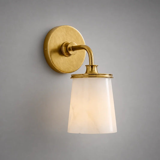Modern Classic Alabaster Brass Wall Sconce