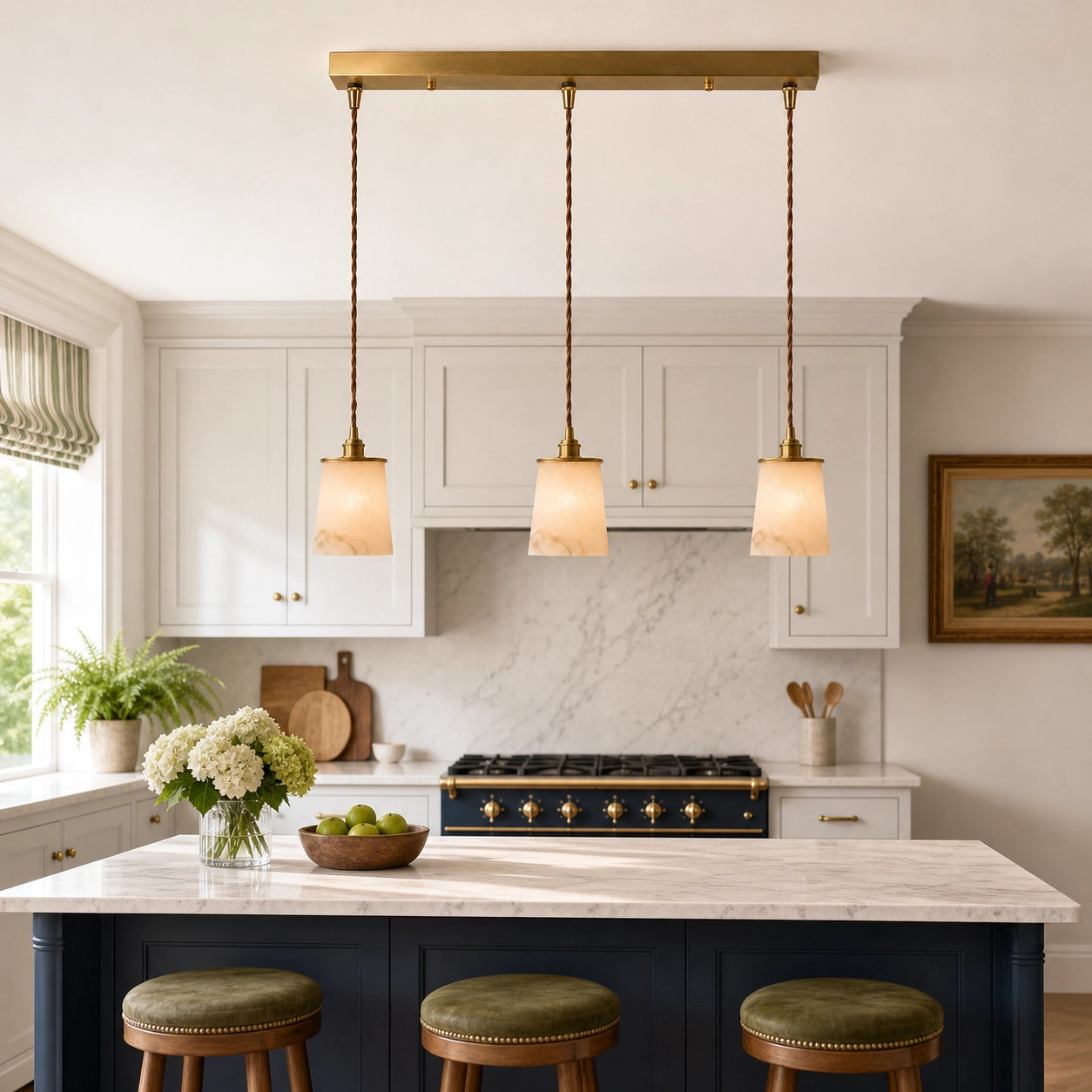 Modern Classic Alabaster Marble Tapered Pendant Lamp