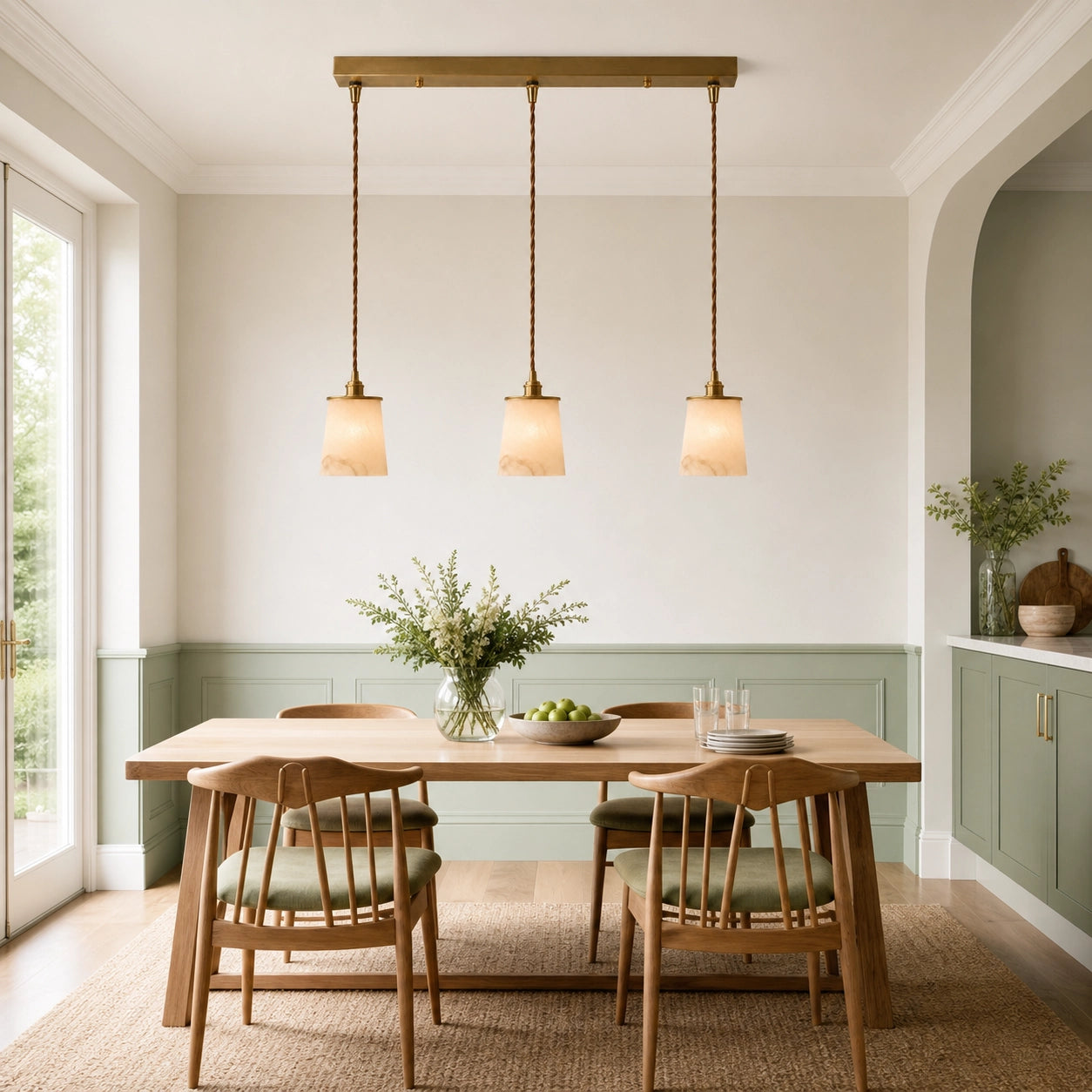 Modern Classic Alabaster Marble Tapered Pendant Lamp