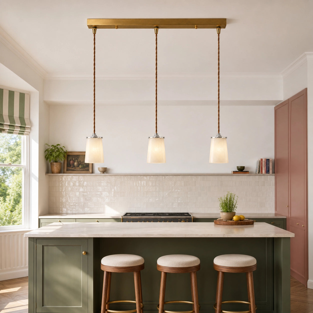 Modern Classic Alabaster Marble Tapered Pendant Lamp