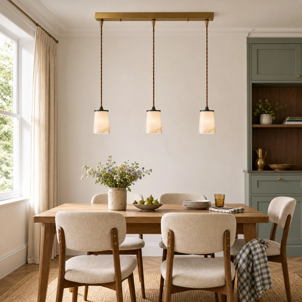 Modern Classic Alabaster Marble Tapered Pendant Lamp