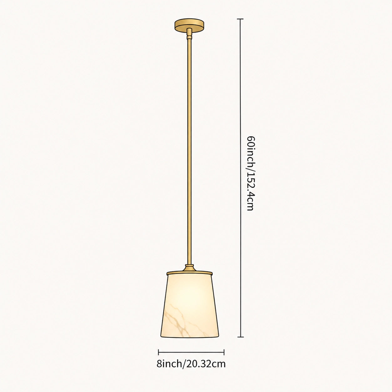 Modern Classic Alabaster Marble Tapered Pendant Lamp