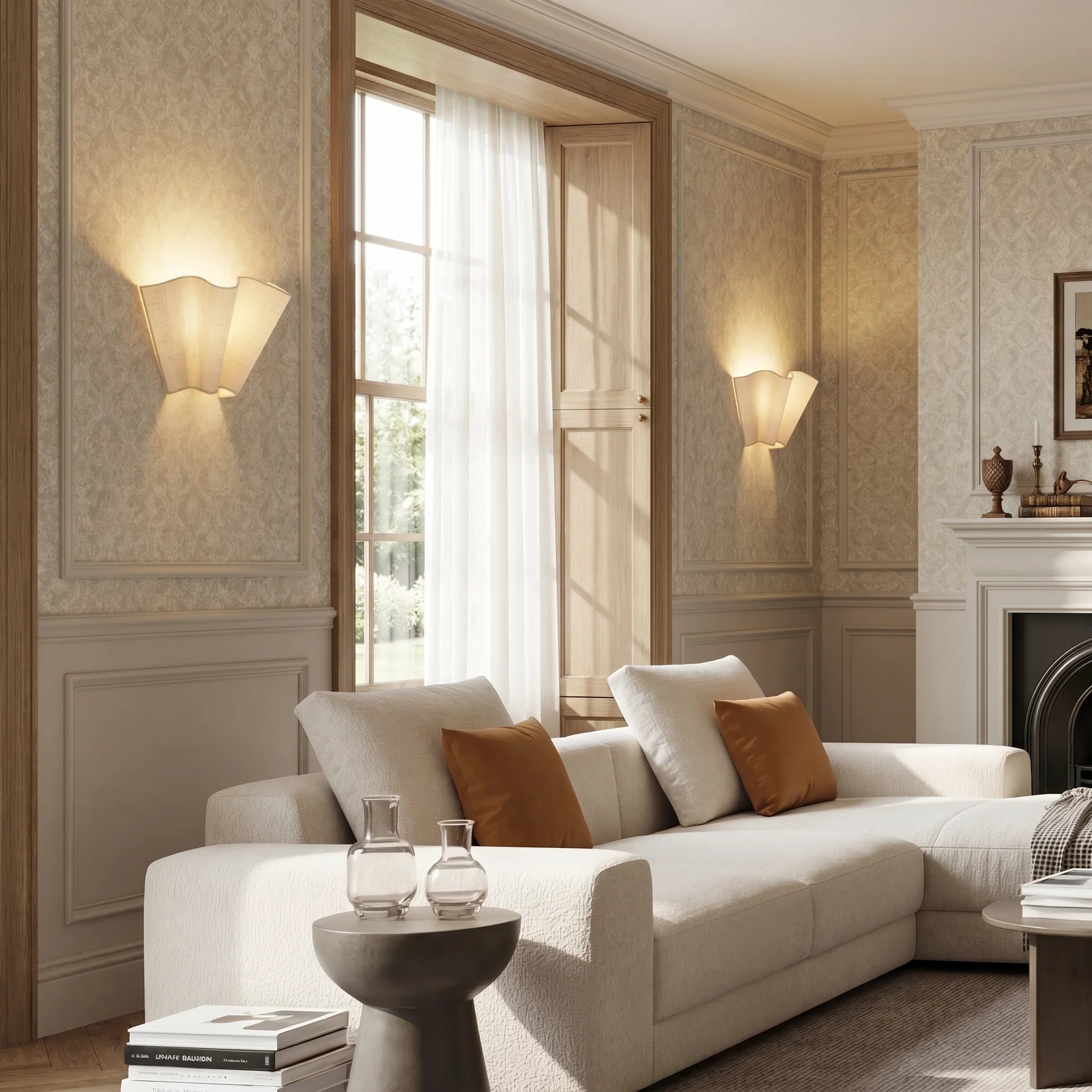 Modern Classic Linen Shade Scalloped Wall Lamp