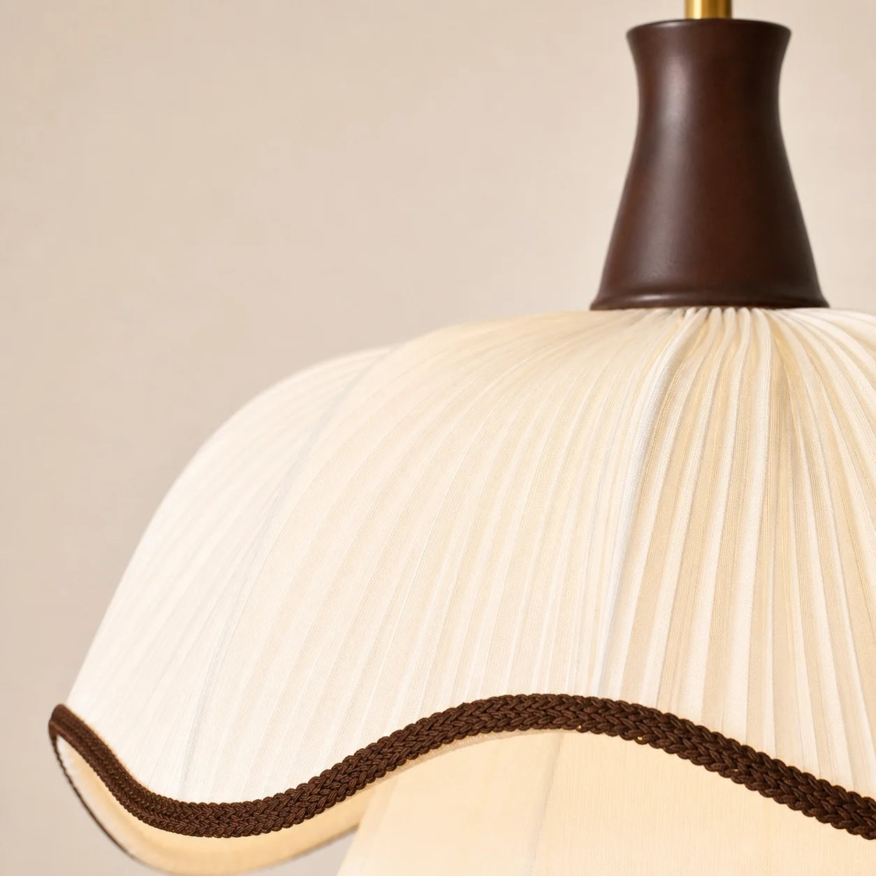 Modern Cream Scalloped Pleated Fabric Pendant Light