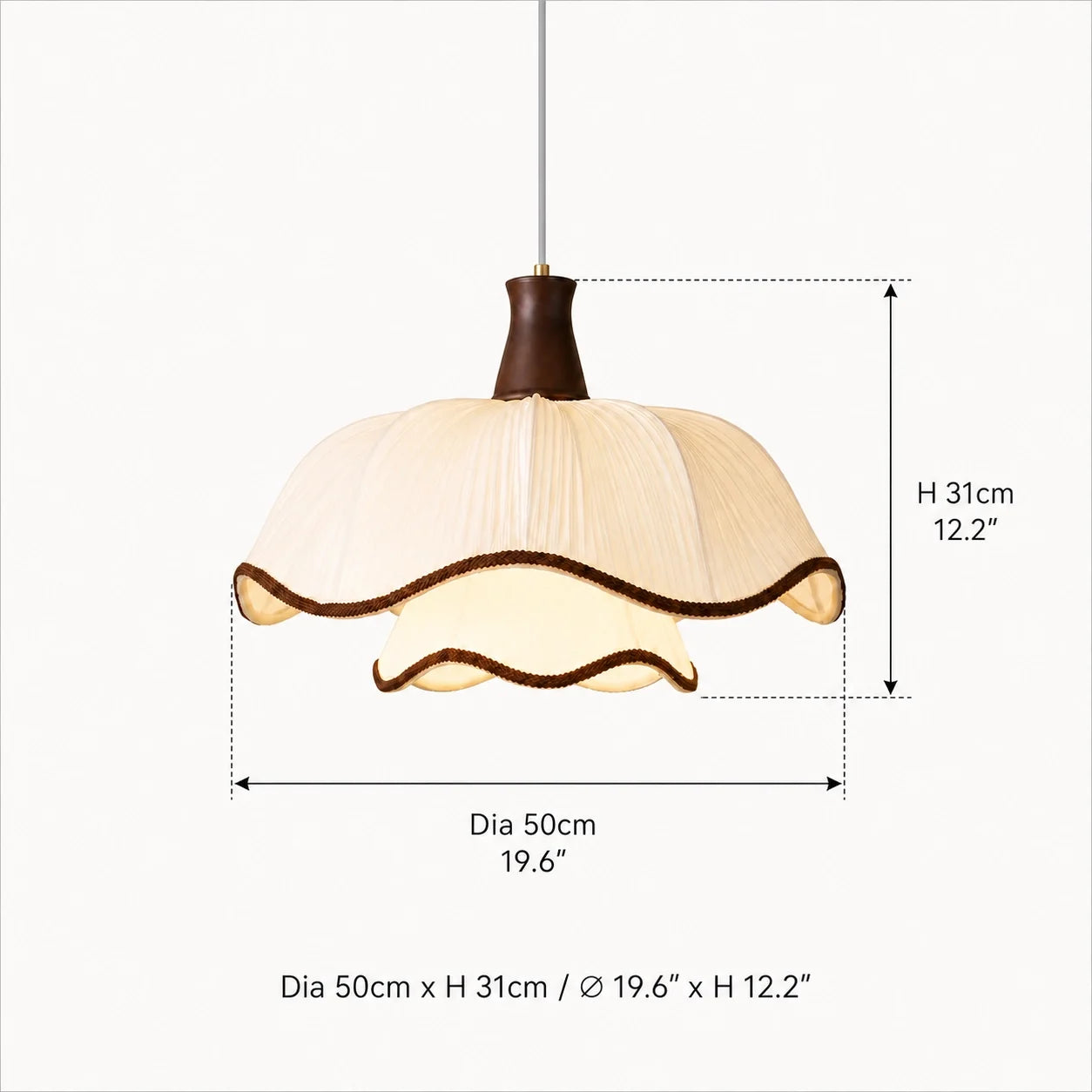 Modern Cream Scalloped Pleated Fabric Pendant Light