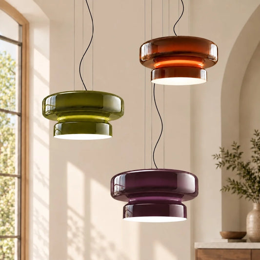 Modern Curved Coloured Glass Pendant Light