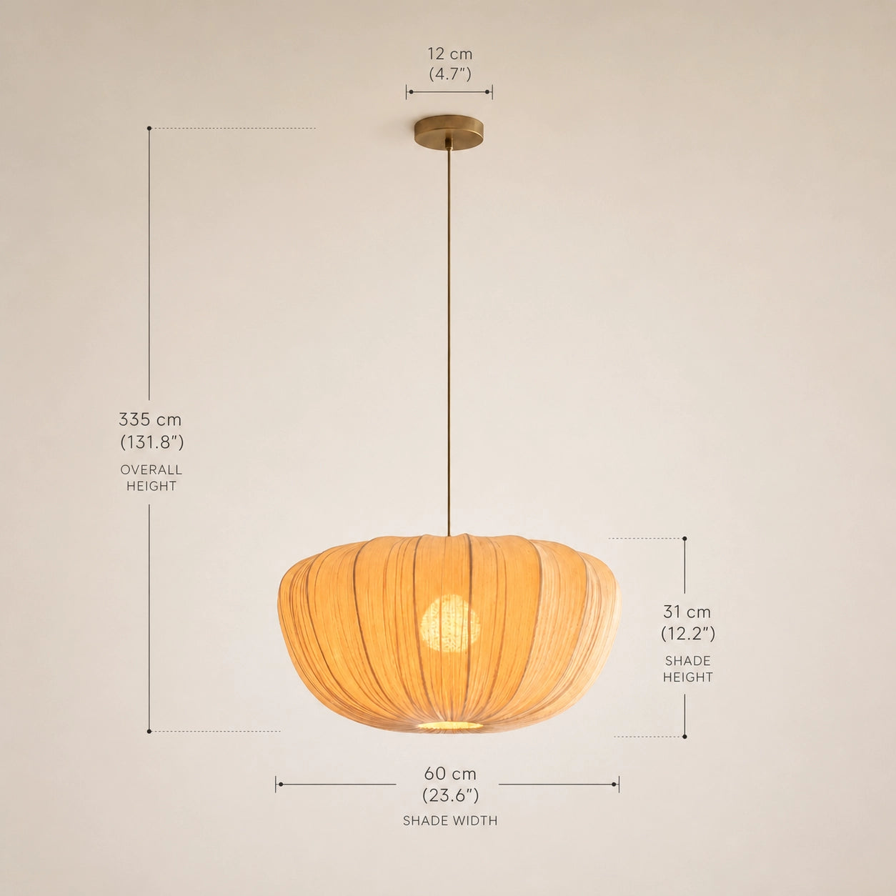 Modern Curved Frame Pendant light with Soft Linen Shade