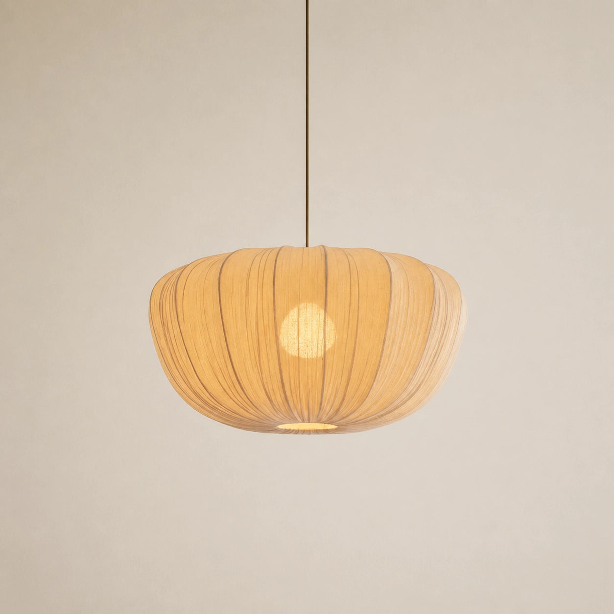 Modern Curved Frame Pendant light with Soft Linen Shade
