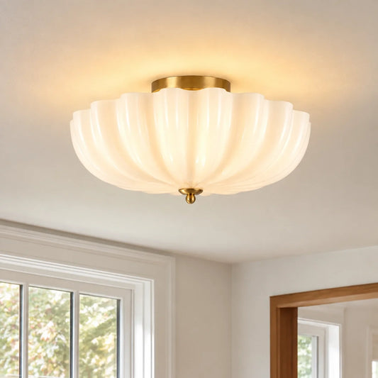 Modern Daisy Frosted Glass Semi-Flush Ceiling Light