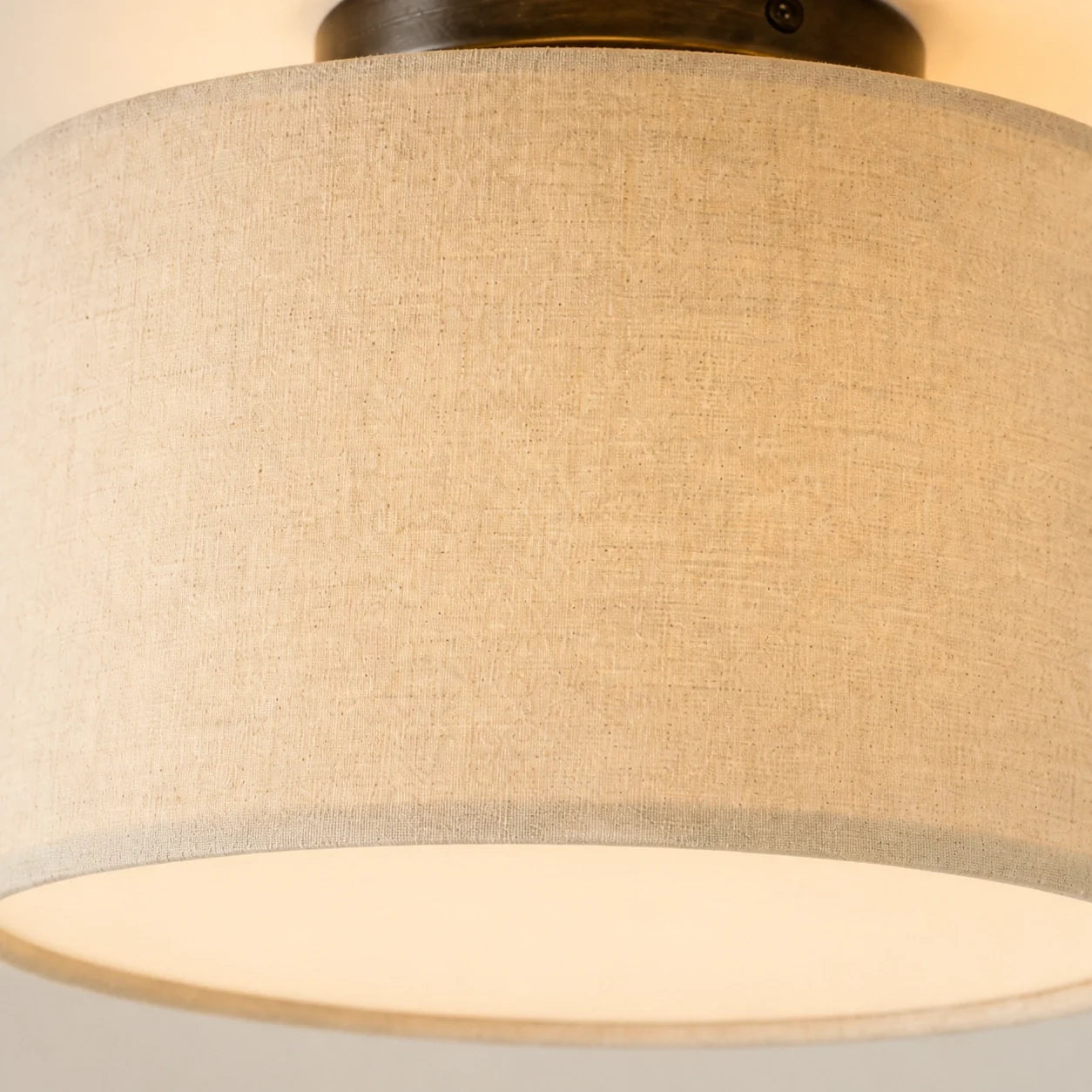 Modern Drum Flush Mount Ceiling Light with Fabric Shade for Living Room