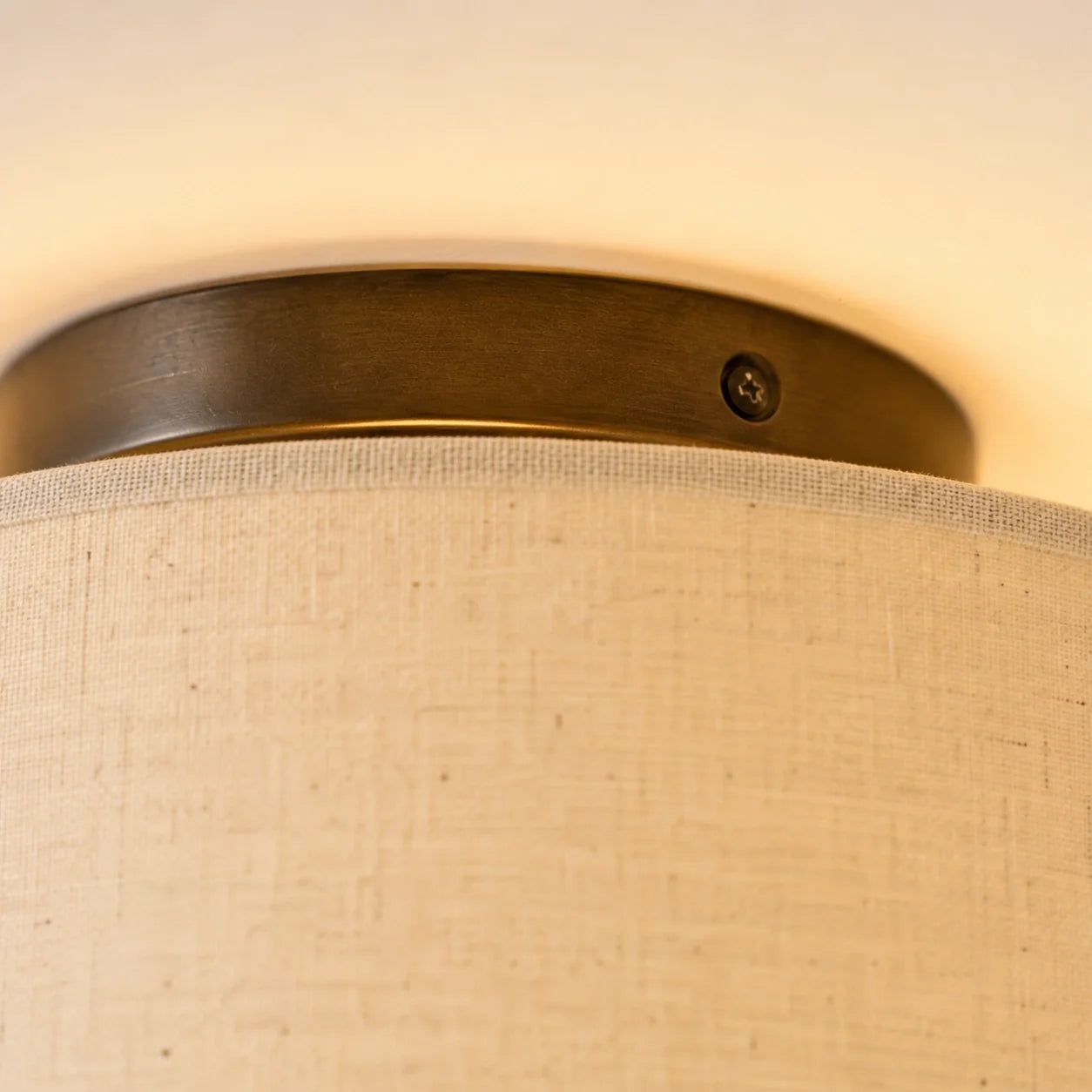 Modern Drum Flush Mount Ceiling Light with Fabric Shade for Living Room