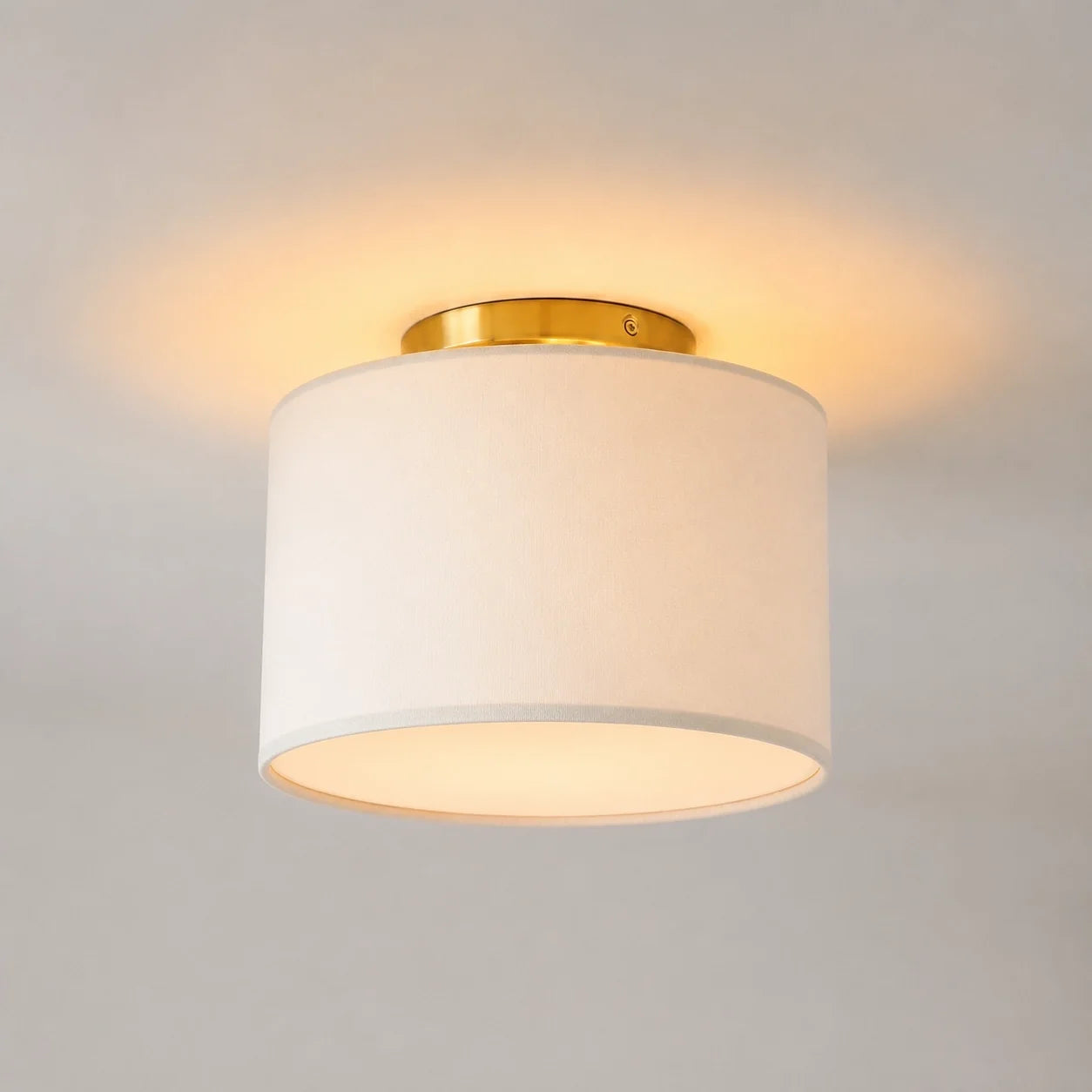 Modern Drum Flush Mount Ceiling Light with Fabric Shade for Living Room
