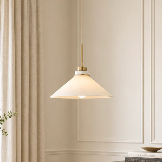 Modern Farmhouse Cone Milk Glass Pendant Light