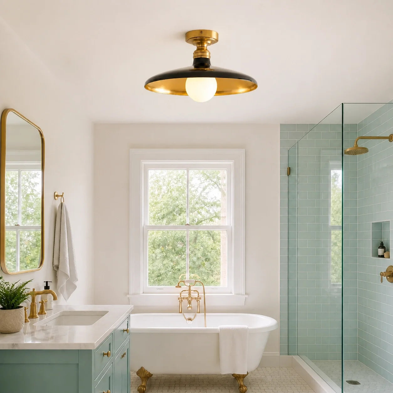 Modern Farmhouse Metal Dome Flush Mount Ceiling Light