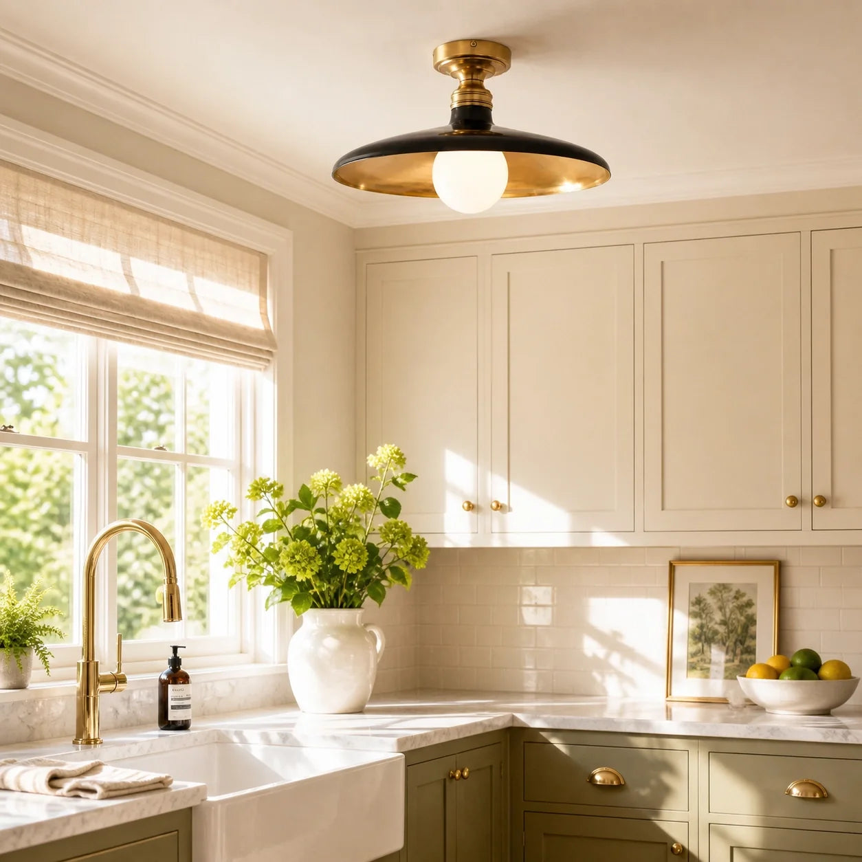 Modern Farmhouse Metal Dome Flush Mount Ceiling Light