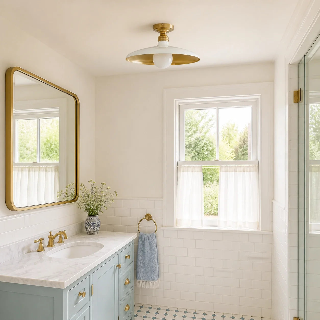 Modern Farmhouse Metal Dome Flush Mount Ceiling Light