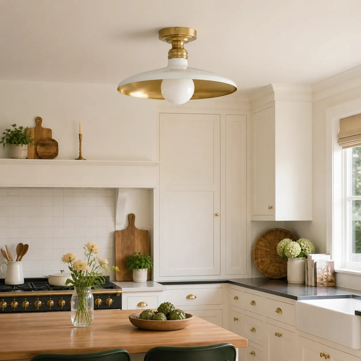 Modern Farmhouse Metal Dome Flush Mount Ceiling Light