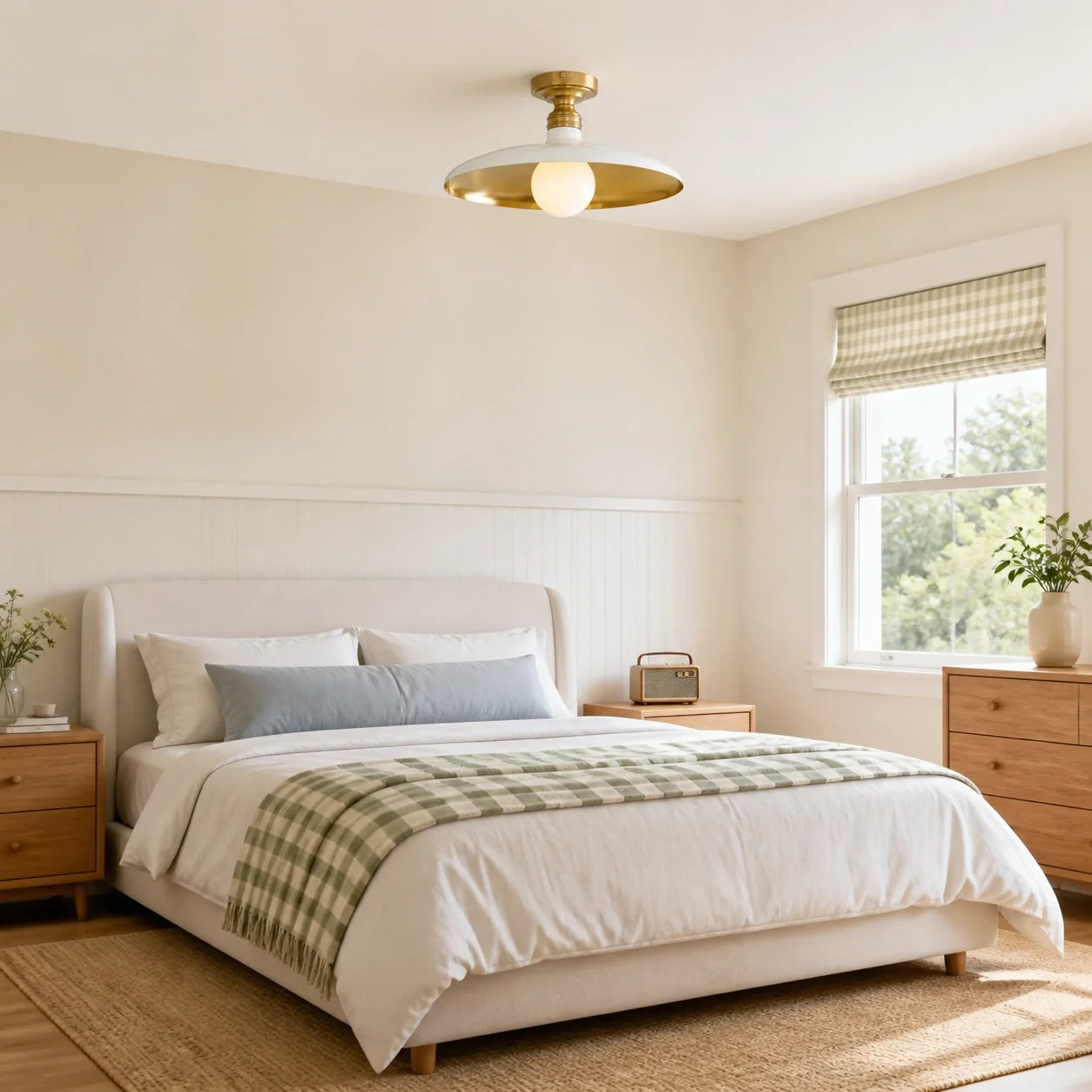Modern Farmhouse Metal Dome Flush Mount Ceiling Light