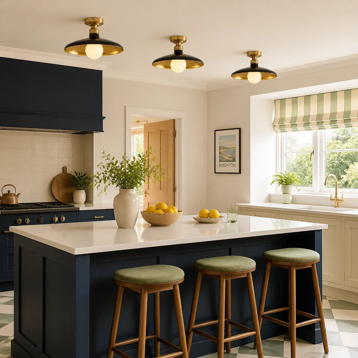 Modern Farmhouse Metal Dome Flush Mount Ceiling Light