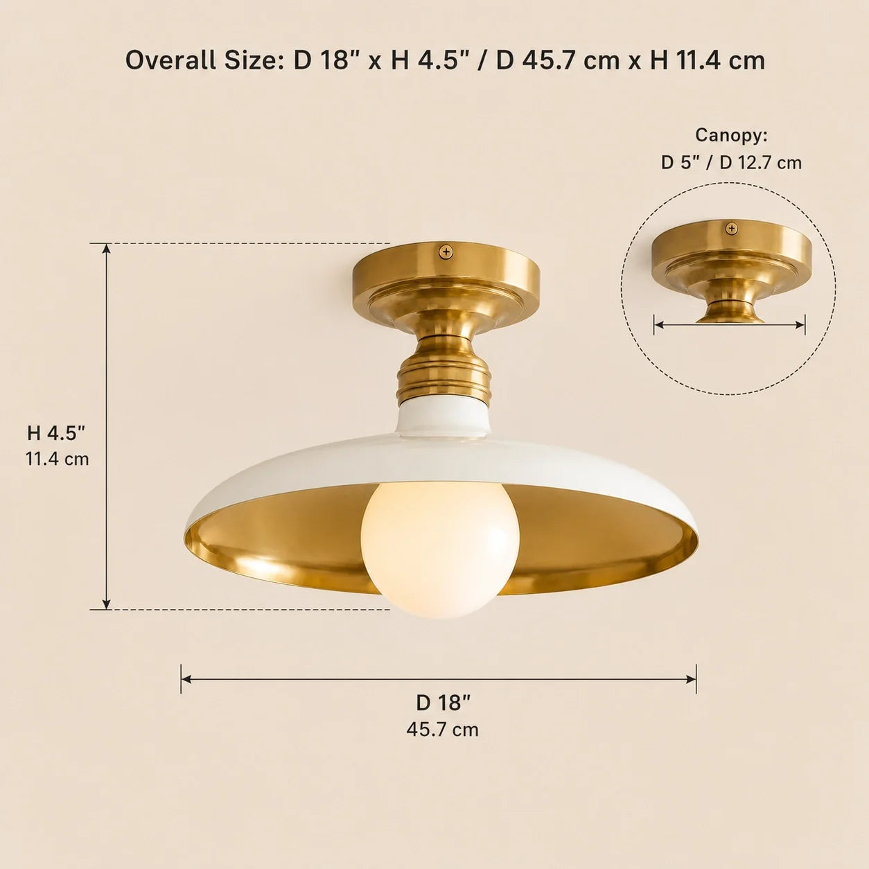 Modern Farmhouse Metal Dome Flush Mount Ceiling Light
