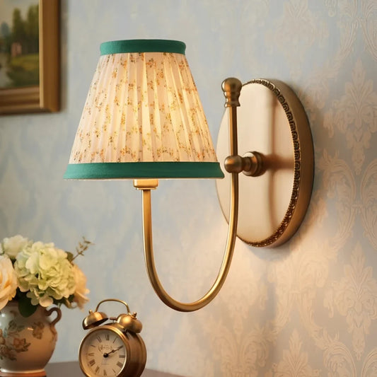 Modern Floral Fabric Brass Wall Lamp