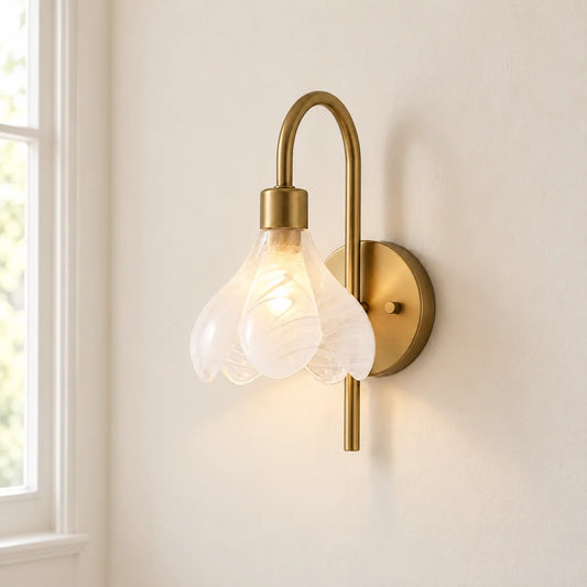 Modern Floral Swirl Glass Wall Light