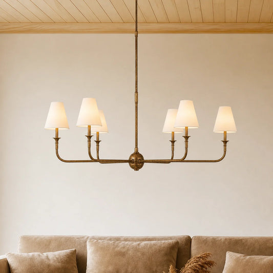 Modern Layered Linear Fabric Shade Piaf Chandelier