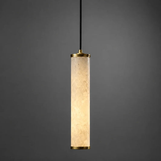 Modern Minimalist Alabaster Cylinder Pendant Light