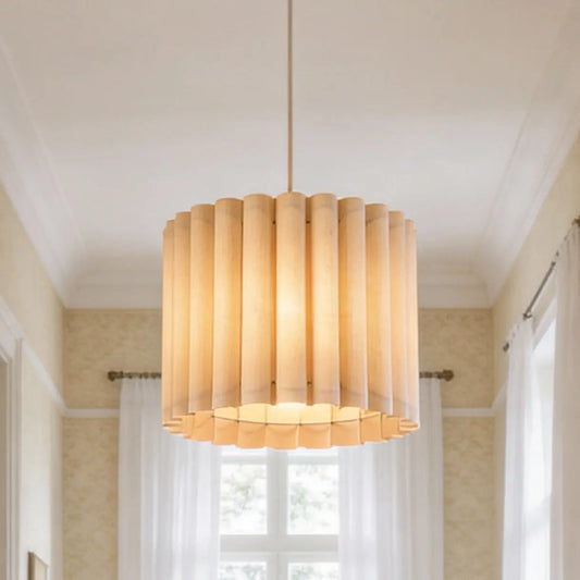 Modern Minimalist Beige Linen Shade Pendant Light
