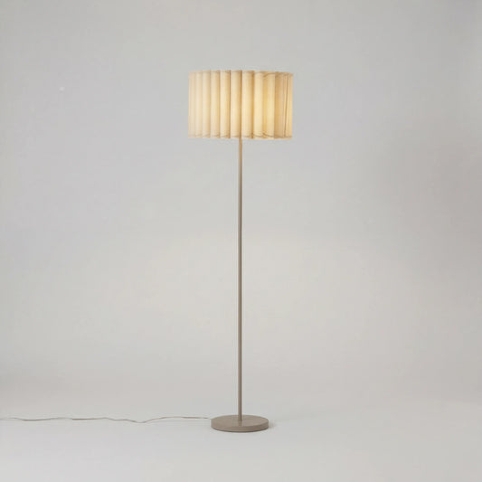 Modern Minimalist Beige Linen Shade and Metal Stand Floor Lamp