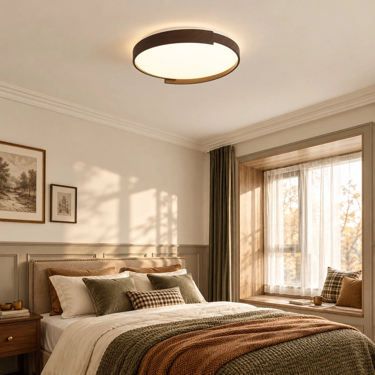 Modern Minimalist Brown LED Flush Mount Ceiling Light