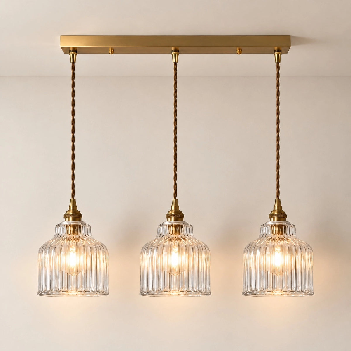 Modern Minimalist Ribbed Glass Pendant Light