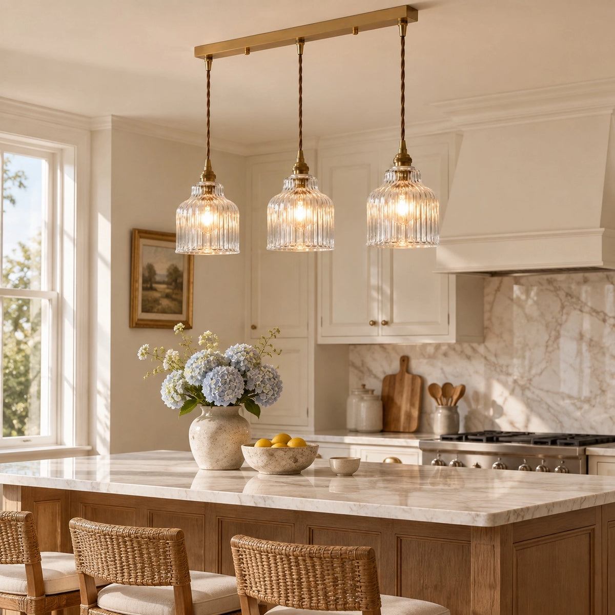 Modern Minimalist Ribbed Glass Pendant Light