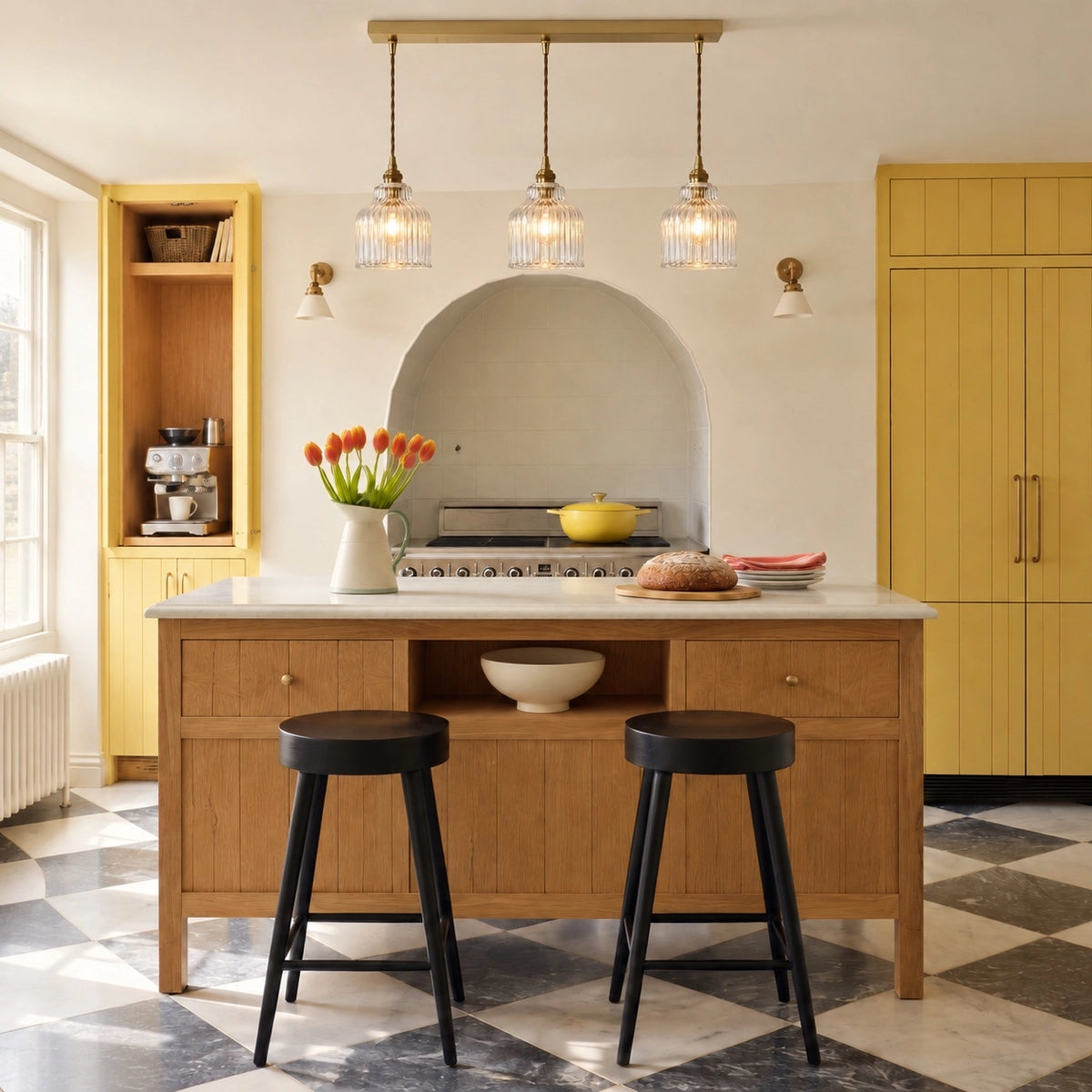 Modern Minimalist Ribbed Glass Pendant Light