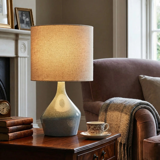 Modern Minimalist Sculptural Ceramic Table Lamp for Bedside and Office