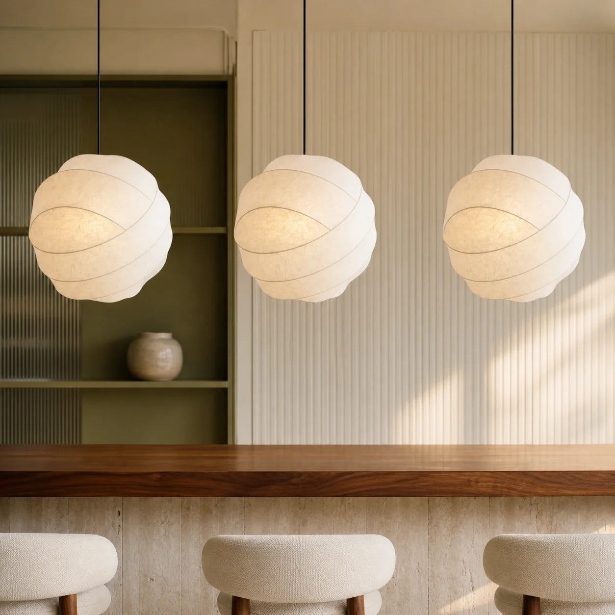 Modern Minimalist Sculptural Cocoon Pendant Light
