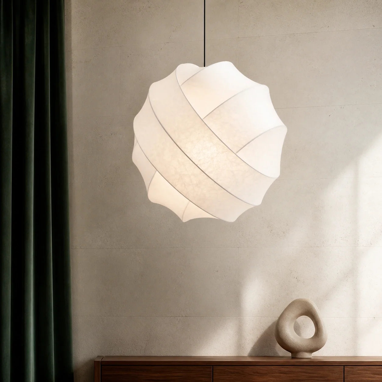 Modern Minimalist Sculptural Cocoon Pendant Light