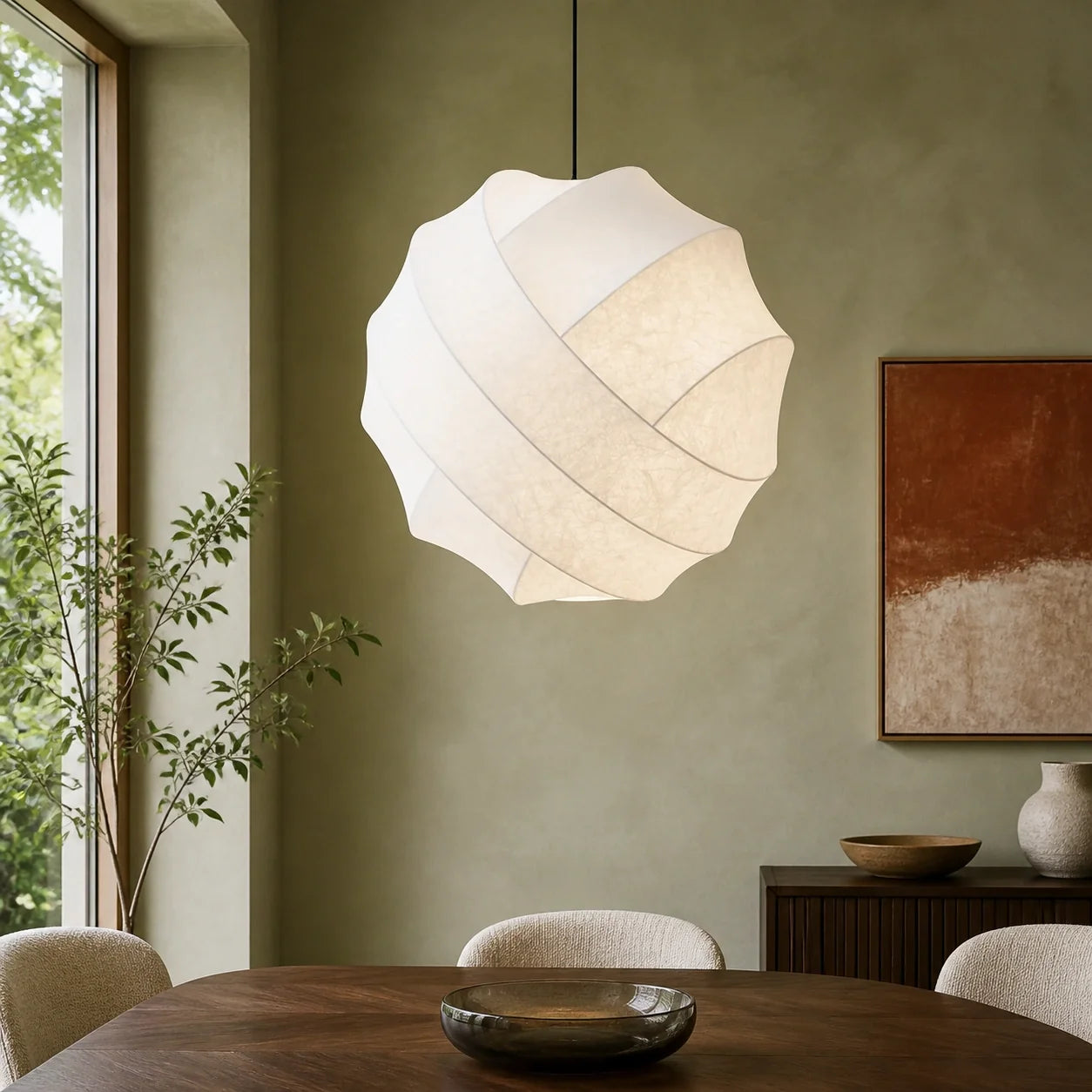 Modern Minimalist Sculptural Cocoon Pendant Light
