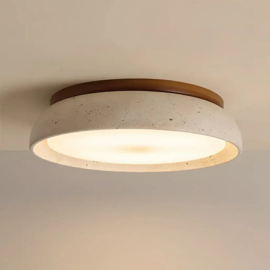 Modern Natural Travertine Stone Round Ceiling Light