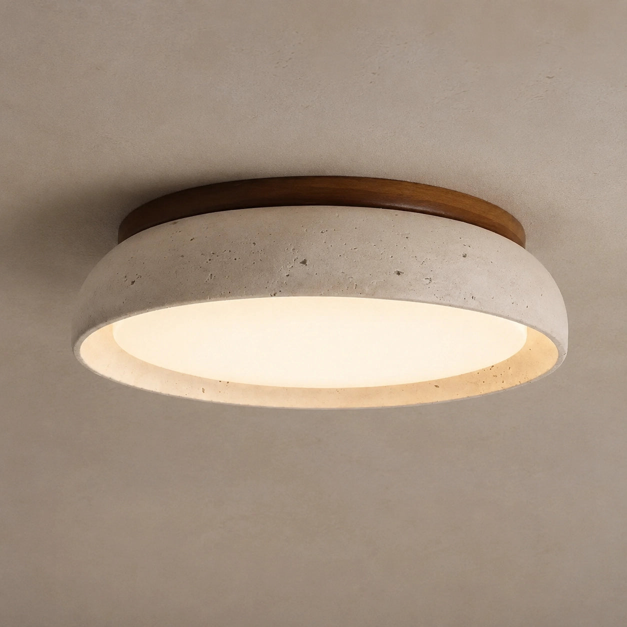 Modern Natural Travertine Stone Round Ceiling Light