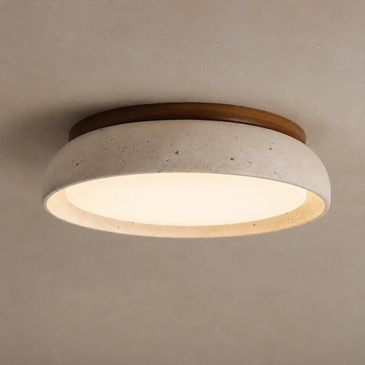 Modern Natural Travertine Stone Round Ceiling Light