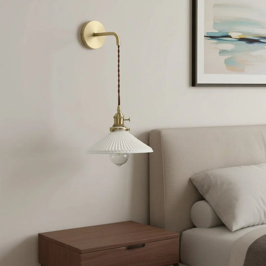 Modern Decor Art Ribbed Ceramic Wall Lamp