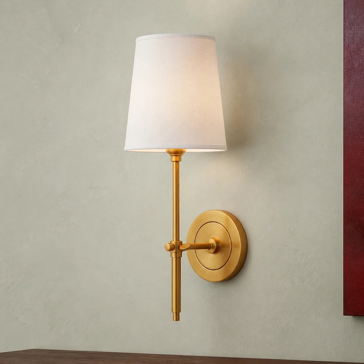Modern Classic Tapered Linen Shade Wall Light
