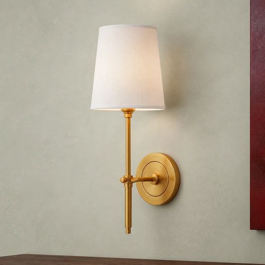 Modern Classic Tapered Linen Shade Wall Light - view 2